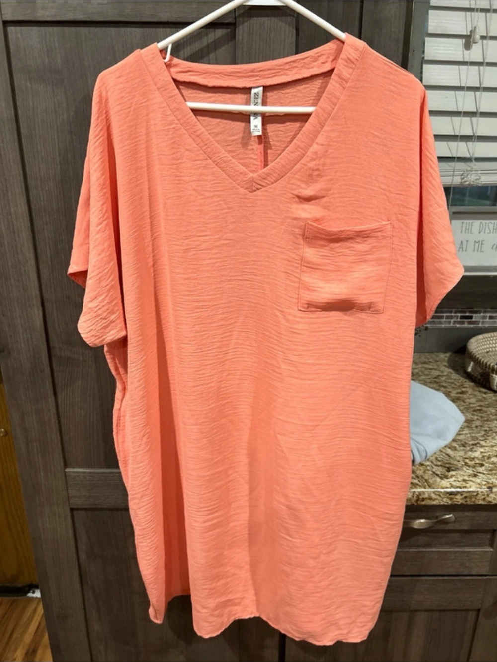 Zenana Outfitters Coral V-Neck Pocket Tunic